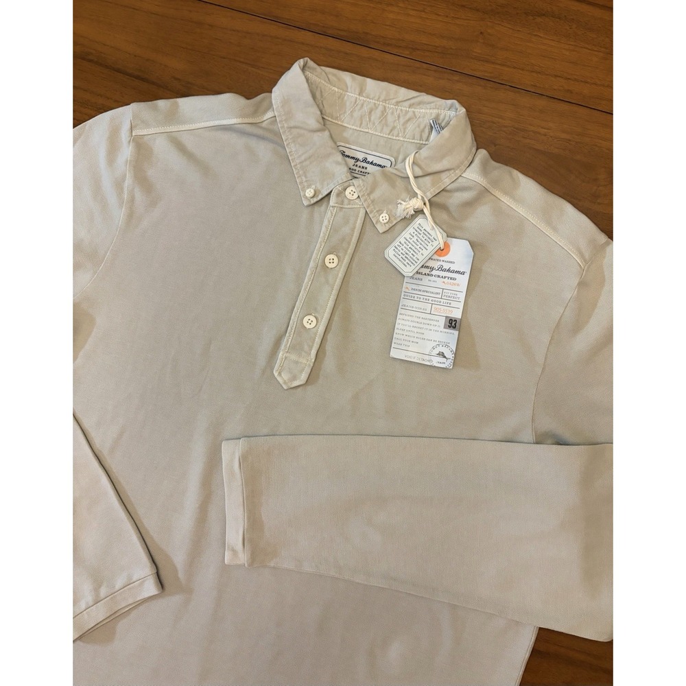 Tommy Bahama Polo Alto Long Sleeve Shirt NWT Mens L Beige Island Crafted Preppy